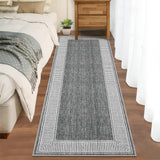 Garvee 2' x 6' Gray Bordered Faux Jute Runner Rug, Washable Low-Pile Carpet for Kitchen, Hallway, Entryway and Patio - Gray