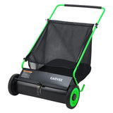 Garvee 26-Inch Push Lawn Sweeper, 7 Cu. Ft. Leaf Collector with 4 Spinning Brushes, 10-Level Height Adjustment, Steel Frame & Rubber Tires, Green - Green