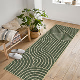 Garvee 2' x 6' Easy Jute Indoor Outdoor Runner Rug, Washable Non-Slip Ultra-Thin Faux Jute Rug for Hallway, Kitchen & Patio, Green - Green
