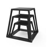 Garvee Heavy-Duty Steel Plyo Box Set, 3-Piece Metal Jump Box Bundle (12/18/24-Inch) for Functional Fitness, Strength Training, and Athletic Workouts - Black - Black