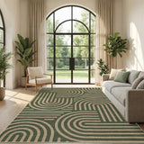 Garvee 10' × 13' Abstract Easy Jute Area Rug, Washable Non-Slip Indoor Outdoor Rug for Living Room, Patio, Dining Room & Backyard, Green - Green