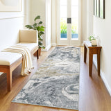 Garvee 2' x 6' Light Gray Modern Abstract Runner Rug, Washable Non-Slip Low-Pile Carpet for Hallway, Kitchen, Entryway and Bedroom - Light Gray