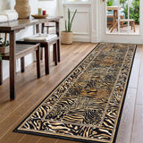 Garvee 2' × 8' Leopard Print Patchwork Runner Rug, Washable Non-Slip Low-Pile Soft Rug for Hallway, Bedroom, Kitchen & Laundry Room, Brown - Brown