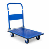 Garvee 287 lb Folding Platform Cart, Carbon Steel Flatbed Dolly with 4 Wheels and Fold-Down Handle, Royal Blue - Royal Blue