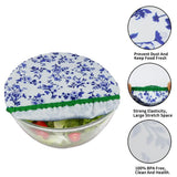 Garvee Reusable Stretch Cotton Bowl Covers Set – 3-Piece Food Storage Lids – Elastic & Airtight – Protects Bowls, Plates, Fruits, Leftovers, Sourdough Bread – Blue and White