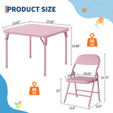 Garvee 3 Piece Boys Girls Folding Table and Chairs Set, Activity Table and Chairs Set for Dining Room,Daycare,Classrooms - Pink