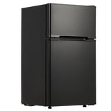 Garvee 3.1cu.ft Mini Refrigerator with Adjustable Thermostat - Double Door Compact Fridge with Freezer and Removable Glass Shelves - Small Refrigerator for Bedroom Dorm Office - Black