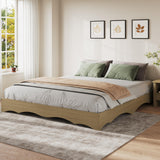 Garvee King Wood Platform Bed Frame Wave Edge Design Sturdy Slat Support  Wood Noise-Free No Headboard Easy Assembly Modern Bedroom - Burlywood