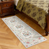 Garvee 2' x 6' Beige Tiger Floral Runner Rug, Washable Non-Slip Low-Pile Carpet for Hallway, Kitchen, Entryway and Bedroom - Beige