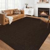Garvee 6' × 9' Modern Solid Woven Area Rug, Washable Non-Slip Low-Pile Non-Shedding Rug for Living Room, Bedroom & Dining Room, Reddish Brown - Reddish Brown