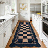 Garvee 2' × 6' Wavy Checkerboard Runner Rug, Soft Washable Low-Pile Polyester Carpet for Hallway, Kitchen and Entryway, Black/Brown - Black/Coffee