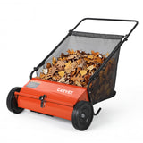 Garvee 26-Inch Push Lawn Sweeper, Walk-Behind Leaf & Grass Collector with 4 High-Speed Brushes, 7 Cu. Ft. Hopper, Heavy-Duty Yard Sweeper for Lawn, Patio & Driveway, Orange - Orange-2