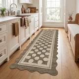 Garvee 2' × 6' Scalloped Checkered Jute-Look Runner Rug, Washable Non-Slip Indoor Outdoor Rug for Kitchen, Hallway, Entryway & Patio, Taupe - Taupe