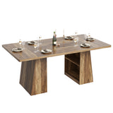 Garvee Spacious & Modern Dining Table - 71" Rectangular Wood Table with 2-Tier Storage Shelf, Seats 4–8, Large, Sturdy, Easy Assembly, Safe Rounded Corners - Brown - Retro