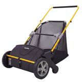 Garvee 21-Inch Push Lawn Sweeper, 3.5 Cu. Ft. Leaf & Grass Collector with 4 Spinning Brushes, Adjustable Height for Yard and Lawn, Yellow - Yellow