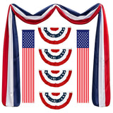 Garvee Patriotic Outdoor Flag Set for Porch & Yard, 6-Piece Polyester Decor Kit with 20 FT Banner, 4 Pleated Buntings, 2 Vertical Flags, Red White Blue