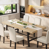 Garvee Industrial Dining Table 78.74" Seats 6-8, Heavy-Duty Metal Legs & Laminate MDF Top, Extra Wide 35.43" Surface, Adjustable Feet, Natural Finish, Dining Room & Office - Natural