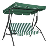 Garvee 3-Seat Outdoor Porch Swing Chair with Adjustable Canopy, Heavy-Duty Metal Frame Patio Swing for Backyard, Lawn & Porch,Green Stripe - Green Stripe