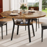 Garvee 47'' Round Dining Table for 4-6 People, Farmhouse Kitchen Dining Table, Round Dinner Table with Storage Shelf for Kitchen, Living Room (Table Only), Rustic Brown - Rustic Brown