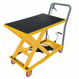 Garvee 1100 lbs Hydraulic Scissor Lift Table Cart – 33"x18" Manual Platform Hoist, 32" Max Lift Height - Yellow
