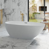 Garvee Acrylic Bathtub Egg Shell Shape Bathtub Vertical Stripe Bathtub Independent Bathtub Pop-Up Drain Bathtub White Bathtub Freestanding Bathtub Modern Bathtub Bathroom Fixture Durable Bathtub Easy Drain