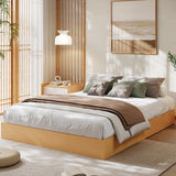 Garvee Minimalist Sturdy Wood Platform Bed Frame – Sturdy Floor-Standing, Durable Slats, Space-Saving, Noise-Free, Easy Assembly – Full Size – Pine Wood Color - Pine Wood