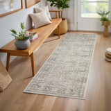 Garvee 2' × 6' Vintage Distressed Medallion Runner Rug, Machine Washable Non-Slip Low-Pile Soft Rug for Hallway, Kitchen & Entryway, Brown - Brown