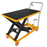 Garvee Hydraulic Scissor Lift Table Cart – 1100 lbs Capacity – 35.4" Max Lifting Height – Manual Operation – Heavy Duty Steel Platform – Non-Slip Pad – 4 Swivel Wheels – Ergonomic for Material Handling – Yellow + Black | 32" Lifting Height | 1100 lbs | - Yellow