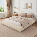 Garvee Modern Floating Platform Bed Frame - Upholstered Cloud-Inspired Design - Noise-Free - Easy Assembly - No Box Spring Needed - King Size, Offwhite - Off-White
