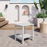 Garvee HDPE Patio Side Table for Garden & Balcony, 2-Pack 2-Tier Outdoor End Tables with Storage Shelf and Embossed Wood Grain Finish, White