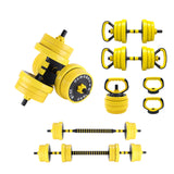 Garvee 4-in-1 Adjustable Dumbbell Set, 88 lbs Home Gym Equipment Converts to Dumbbell, Barbell, Kettlebell & Pull-Up Bar for Full Body Workouts - Yellow