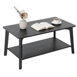 Garvee Modern 2-Tier Coffee Table with Storage Shelf – Curved Edges – Tapered Legs – Sturdy Centerpiece for Living Room – Easy Assembly – 21.7 x 39.4 x 17.7 Inches – Color: Black