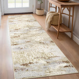 Garvee 2' × 6' Modern Abstract Distressed Runner Rug, Washable Non-Slip Low-Pile Soft Rug for Hallway, Kitchen, Entryway & Laundry Room, Beige - Beige