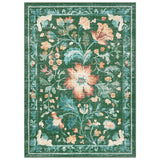 Garvee Washable Floral Area Rug - Non-Slip, Collapsible, Pet Friendly, Easy to Clean Carpet - Perfect for Living Room or Bedroom - Home Decor - Green, 9x12ft - Green