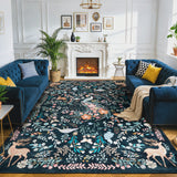 Garvee 8x10 Area Rug, Washable Low-Pile Non-Slip Carpet, Stain-Resistant Animal Rug for Living Room, Bedroom, Dining Room, Kids & Pet Friendly, Black - Black
