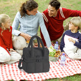 Garvee Double Deck Insulated Lunch Bag for Women, Leakproof Puffer Lunch Tote with Quilted Design, Large Reusable Lunch Cooler Bag for Work, Picnic, Travel, Meal Prep (Black) - Black