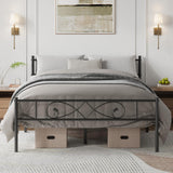 Garvee Full Size Metal Bed Frame, Unique Fist Design Headboard and Footboard, Platform Bed with Under Storage, No Box Spring Needed, Black - Black