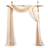 Garvee 2.5x19.5 ft Wedding Arch Draping Fabric, 3 Panels Draping Fabric Arbor Drapery for Party Bridal Ceremony Backdrop Wedding Stage Reception Decorations, Light Brown, Champagne & White - Yellow