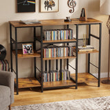 Garvee 3-Tier Wooden CD Storage Shelf – Large Vertical Media Organizer Rack – Holds Vinyl Records, CDs, DVDs, Books, Games – Sunset Cloud Color - Brown