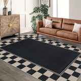 Garvee 5' x 7' Living Room Rug, Checkered Non-Slip Washable Rug, Large Bedroom Rug with Classic Neutral Geometric Pattern, Suitable for Living Rooms, Dining Rooms, and Offices ,Black/White - Black & White