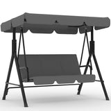 Garvee 3-Seat Outdoor Porch Swing with Adjustable Canopy & Stand, Heavy Duty Patio Swing Chair for Adults, Metal Frame Backyard Swing Bench with UV-Resistant Fabric for Garden, Poolside & Balcony, Gray - Gray