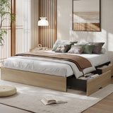 Garvee Bed Frame with 2 Storage Drawers, Wooden Low Profile Bed Frame, No Headboard, Wood Slat Support, Noise Free, No Box Spring Needed, Easy Assembly - Oak