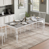 Garvee Large Farmhouse Dining Table for 6-8 – Rectangular Wood Top – Heavy Duty Metal Legs – Water & Scuff Resistant – Modern Rustic Grey & White – Ideal for Kitchen or Dining Room – Washed gray+white - Ash Grey
