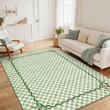 Garvee 5' x 7' Sage Green Checkered Cherry Area Rug, Washable Non-Slip Low-Pile Carpet for Living Room, Bedroom and Dining Room - Sage Green