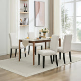 Garvee Modern Fabric Dining Chair Set of 4, Upholstered Kitchen Chair with Curved Backrest Wood Legs - Beige