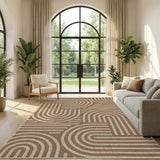 Garvee 5' × 7' Abstract Easy Jute Area Rug, Washable Non-Slip Indoor Outdoor Rug for Living Room, Patio, Dining Room & Backyard, Brown/Natural - Brown/Natural