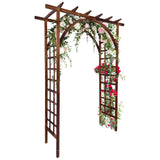 Garvee 85-Inch Wooden Garden Arbor Trellis, Fir Wood Pergola Arch for Climbing Plants, Wedding, Patio, Lawn & Backyard, Dark Brown, Arched & Flat Top - Dark Brown