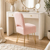Garvee Vanity Stool Chair with Backrest, Square Ottoman with Hidden Storage Compartment, Soft Teddy Fabric, 280 Lbs Weight Capacity, Modern Style for Bedroom Living Room,Pink,Small - Pink Teddy Fleece
