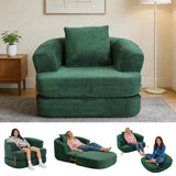 Garvee Folding Sofa Bed with Backrest & Handle, 3-in-1 Convertible Bean Bag Chair to Floor Sofa Lounger, Boneless Fold Out Couch Bed with Handle Comfy Fold Out Couch for Bedroom and Living Room, Green - Green