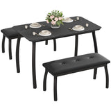 Garvee 43'' Dining Table with 2 Upholstered Benches, Industrial Dining Table Set with Heavy Duty Metal Frame, 3-Piece Kitchen Furniture for Small Spaces, Studio, Restaurant, Home, Black